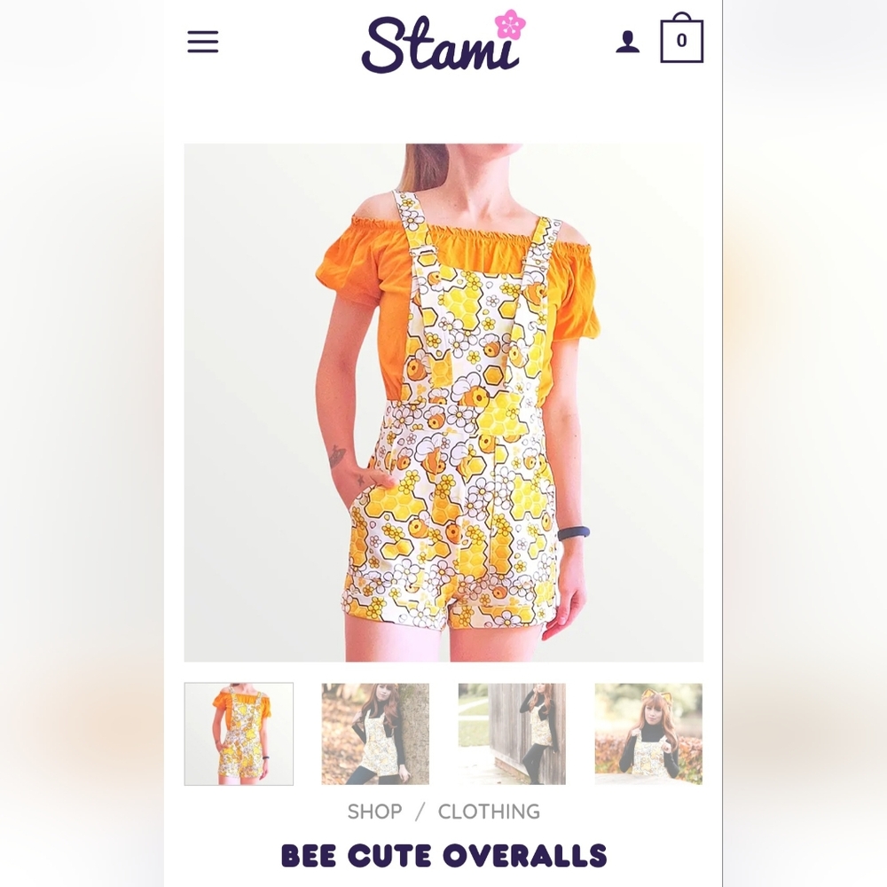 Orange and White Floral Overalls